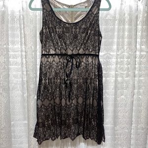 Pinky Black Lace and Beige Dress